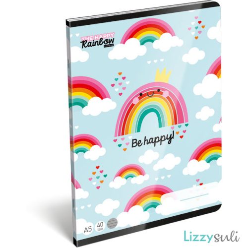 Szivárványos tűzött füzet A/5, 40 lap vonalas, Lollipop Happy Rainbow