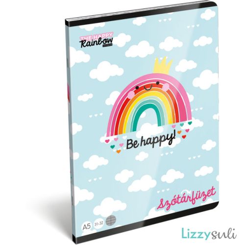 Szivárványos tűzött füzet A/5, 40 lap szótár, Lollipop Happy Rainbow