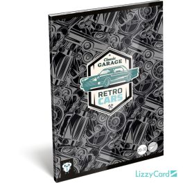   Lizzy Card autós tűzött füzet A/5, 32 lap sima, Retro Car