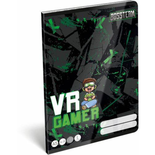 Bossteam VR Gamer tűzött füzet A/5, 32 lap vonalas 1.osztály (14-32)