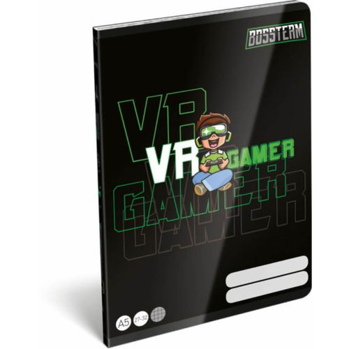Bossteam VR Gamer tűzött füzet A/5, 40 lap kockás