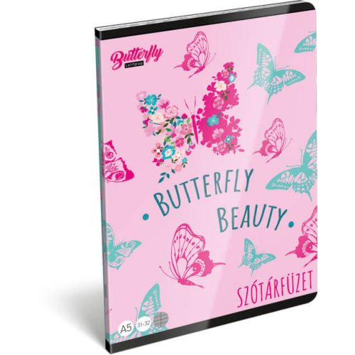 Lollipop Cute Butterfly tűzött füzet A/5, 40 lap szótár, lepkés