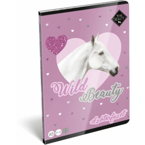Wild Beauty Purple tűzött füzet A/5, 40 lap szótár, lovas