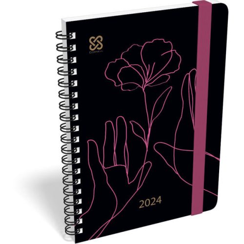 Lizzy Calendar heti tervező, B6, spirál, 2024, Cornell Pink Line