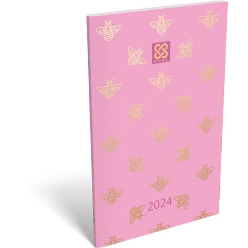 Lizzy Calendar zsebnaptár, A6, heti, tűzött, 2024, Cornell Pink Bee