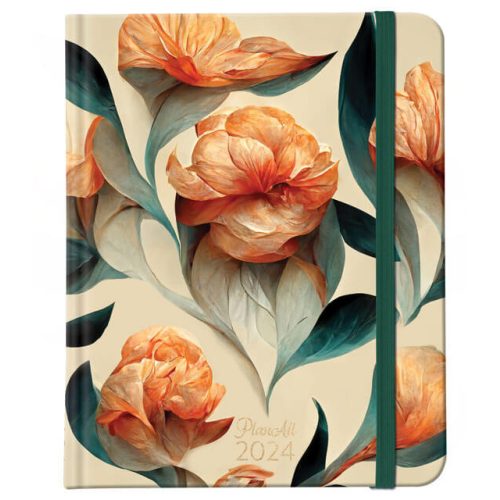 PlanAll Classic heti tervező, B5, heti, keményfedeles, 2024, Peach Flower