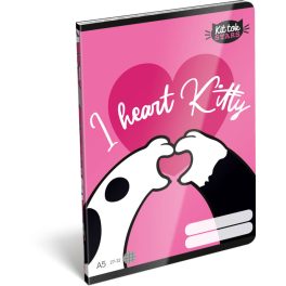   Kit Tok, Heart Kitty Füzet tűzött füzet A/5, 40 lap sima, cicás