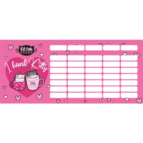 Kit Tok, Heart Kitty órarend mini 77x178mm, kétoldalas, cicás