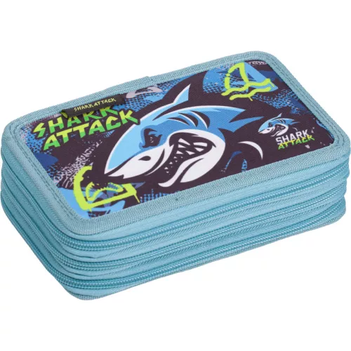 Cápás tolltartó, 3 emeletes, üres, 21x14x5cm, Lizzysuli, Shark attack