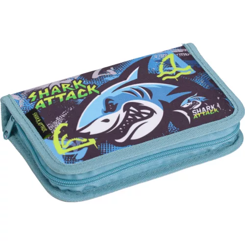 Cápás tolltartó, klapnis, üres, 19x13x4cm, Lizzysuli, Shark attack