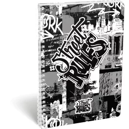   Street Rules spirál füzet A/4, kockás, 70 lapos, Lizzysuli