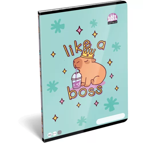 Kapibara tűzött füzet A/4, 32 lap kockás, Lizzysuli, Lollipop Capybara