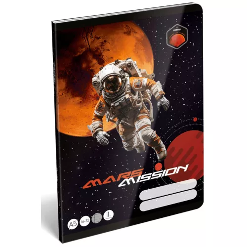 Űrhajós tűzött füzet A/5, 32 lap vonalas 2.osztály (16-32), Lizzysuli, Mars Mission