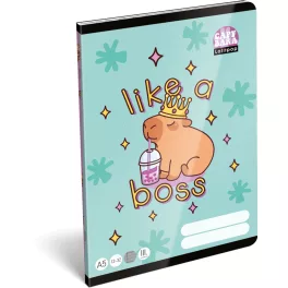   Kapibara tűzött füzet A/5, 32 lap vonalas 3.osztály (12-32), Lizzysuli, Lollipop Capybara