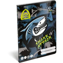   Cápás tűzött füzet A/5, 32 lap vonalas 3.osztály (12-32), Lizzysuli, Shark attack