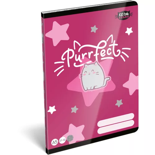 Cicás tűzött füzet A/5, 32 lap kockás (27-32), Lizzysuli, Kittok Stars Purrfect