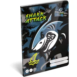  Cápás tűzött füzet A/5, 32 lap kockás (27-32), Lizzysuli, Shark attack