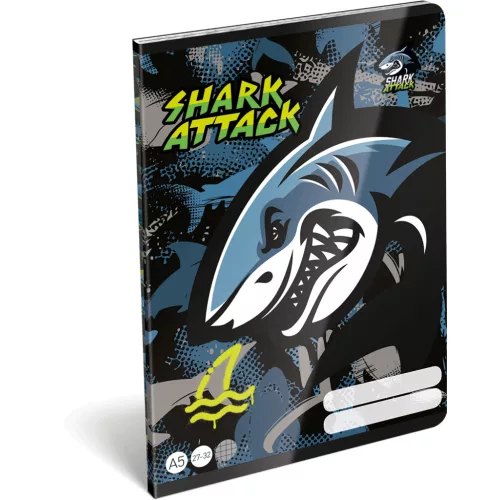Cápás tűzött füzet A/5, 32 lap kockás (27-32), Lizzysuli, Shark attack
