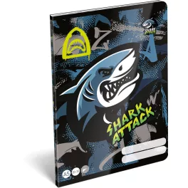   Cápás tűzött füzet A/5, 32 lap sima (20-32), Lizzysuli, Shark attack