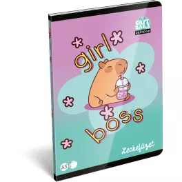   Kapibara tűzött füzet A/5, 40 lap lecke, Lizzysuli, Lollipop Capybara
