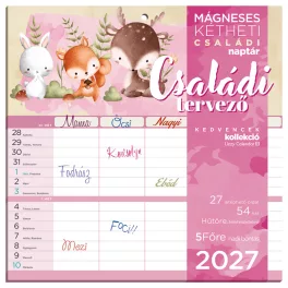   Lizzy Calendar mágneses, kétheti tervezőnaptár, 22x22cm, 2027, Családi tervező 