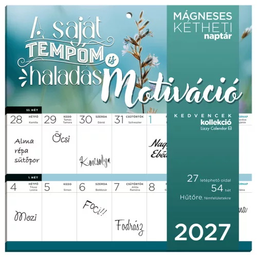 Lizzy Calendar mágneses, kétheti tervezőnaptár, 22x22cm, 2027, Motiváció 