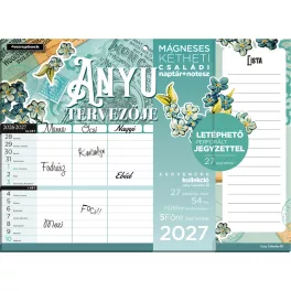   Lizzy Calendar mágneses, kétheti tervezőnaptár jegyzettömbbel, 30x22cm, 2027, Anyu tervezője scrapbook style 