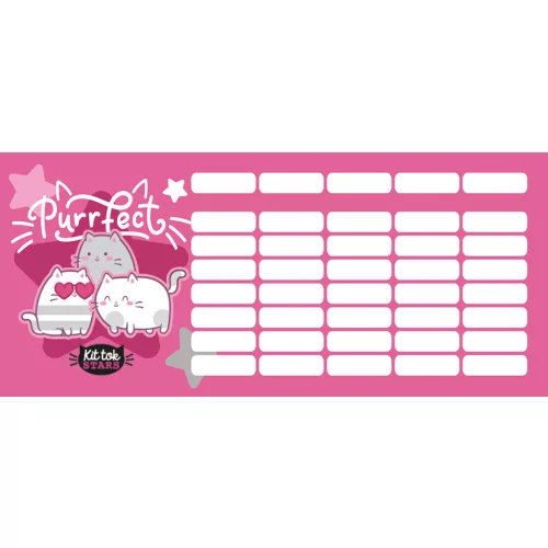 Cicás órarend mini 77x178mm, kétoldalas, Lizzysuli, Kittok Stars Purrfect