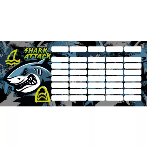 Cápás órarend mini 77x178mm, kétoldalas, Lizzysuli, Shark attack