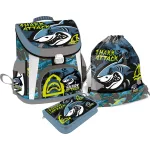 Cápás prémium csatos iskolatáska szett tolltartóval és tornazsákkal, Lizzysuli, Shark attack