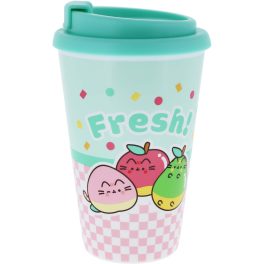   Pusheen cicás pohár műanyag tetővel, 350 ml, Pusheen Fruits