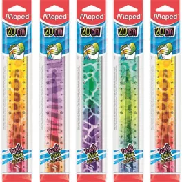 Vonalzó 20cm, műanyag, törhetetlen, Maped Twist'n Flex Decor Animals, többféle színben