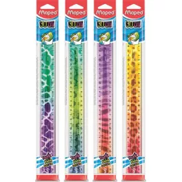 Vonalzó 30cm, műanyag, törhetetlen, Maped Twist'n Flex Decor Animals, többféle színben