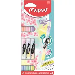   Szövegkiemelő készlet, 3/6 db-os, kétvégű, 1-5 mm, Maped Fluo Peps Duo, 6 különböző pasztell szín