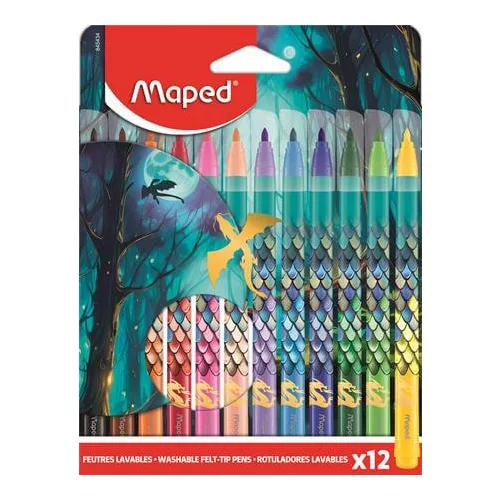Filctoll készlet 12 db-os, 2,8 mm, kimosható, Maped Dragon sárkány