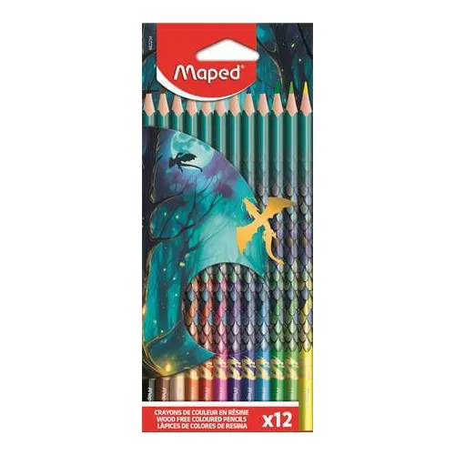 Színes ceruzakészlet 12 db-os, Maped Dragon sárkány, háromszög test