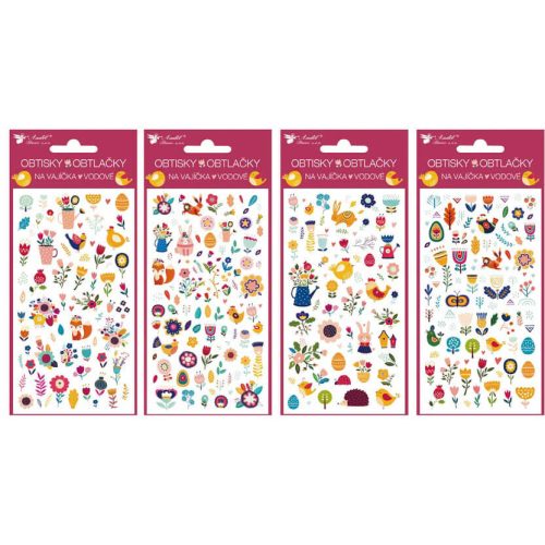 Matrica, húsvéti tojásra, vizes, 19x9cm, állatok és virágok, többféle, MFP