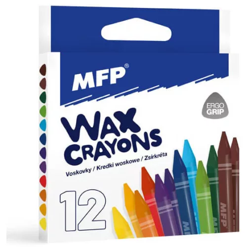 Zsírkréta készlet, 12 db-os, háromszögletű, MFP