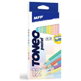   Színes ceruzakészlet 12 db-os, hegyezővel, háromszög test, pasztell, MFP