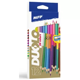   Színes ceruzakészlet 12/24, DUO (kétvégű), hegyezővel, háromszög test, MFP