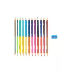 Színes ceruzakészlet 12/24, DUO (kétvégű), hegyezővel, háromszög test, MFP