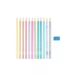 Színes ceruzakészlet 12 db-os, hegyezővel, háromszög test, metál, MFP