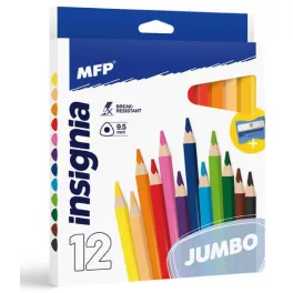   Színes ceruzakészlet 12 db-os, hegyezővel, háromszög test, JUMBO, MFP