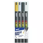 Akril filctoll készlet 4 db-os, 4 mm (arany, ezüst, fehér, fekete)