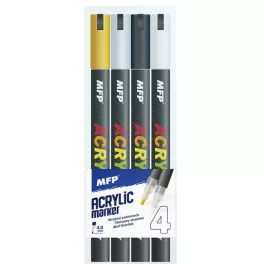   Akril filctoll készlet 4 db-os, 4 mm (arany, ezüst, fehér, fekete)