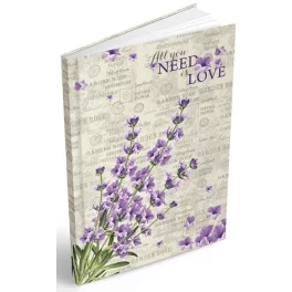   Jegyzetfüzet, keményfedeles notesz A/5, 100 lapos, sima, levendula mintás