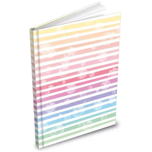 Jegyzetfüzet, keményfedeles notesz A/6, 100 lapos, sima, színes csíkos