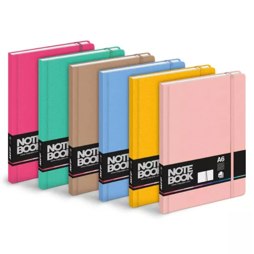 Színes keményfedeles notesz, napló A/6, vonalas, 100 lapos, MFP, többféle változat