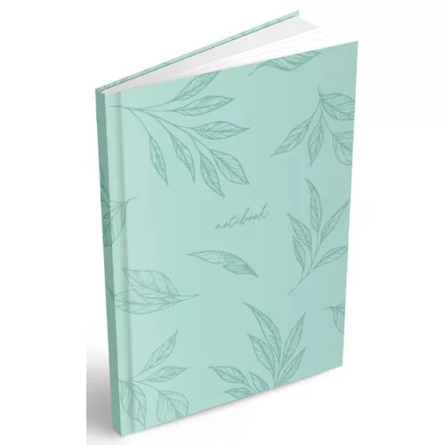 Jegyzetfüzet, keményfedeles notesz A/5, 100 lapos, pontozott, levél mintás