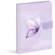 Keményfedeles notesz, 13x19cm, 120 lapos, mágneses záródással, MFP, lila, lepke